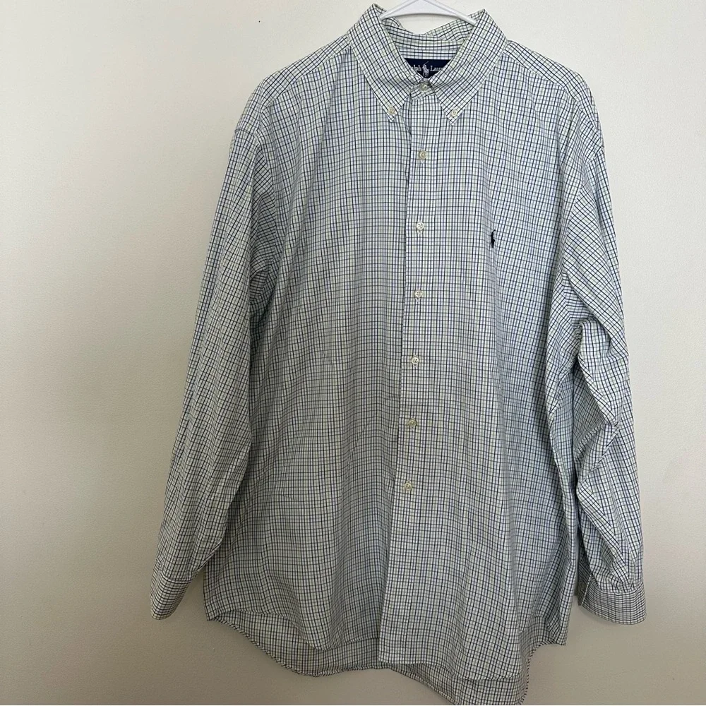 Ralph Lauren Yarmouth Cotton Pinpoint Oxford Shirt Men’s Size 17 34/35 Blue Pony